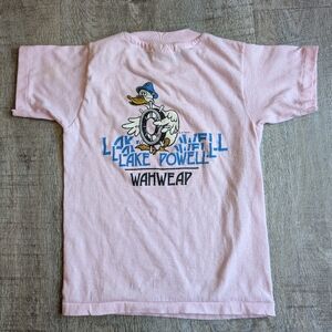Vintage 80's Lake Powell Wahweap Arizona kids single stitch pink tee size 6-8